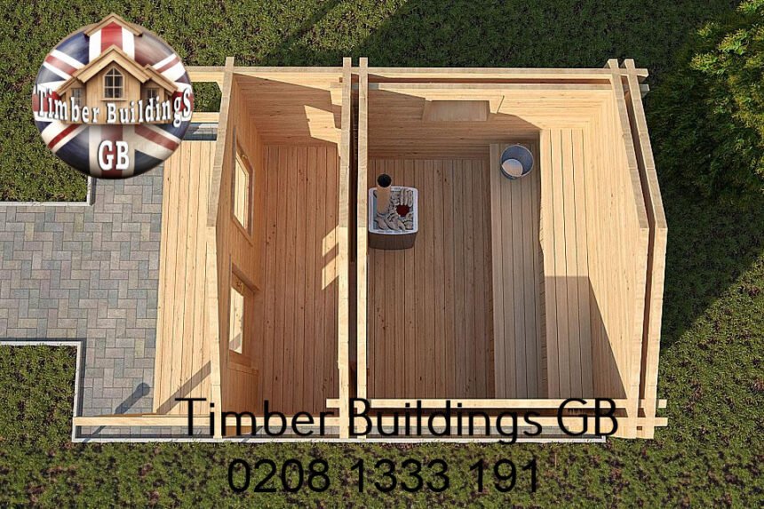 Log Cabin Sauna Twin Skin Hoveringham 3m x 3.5m + 1m / 9.84ft x 11.48ft ...